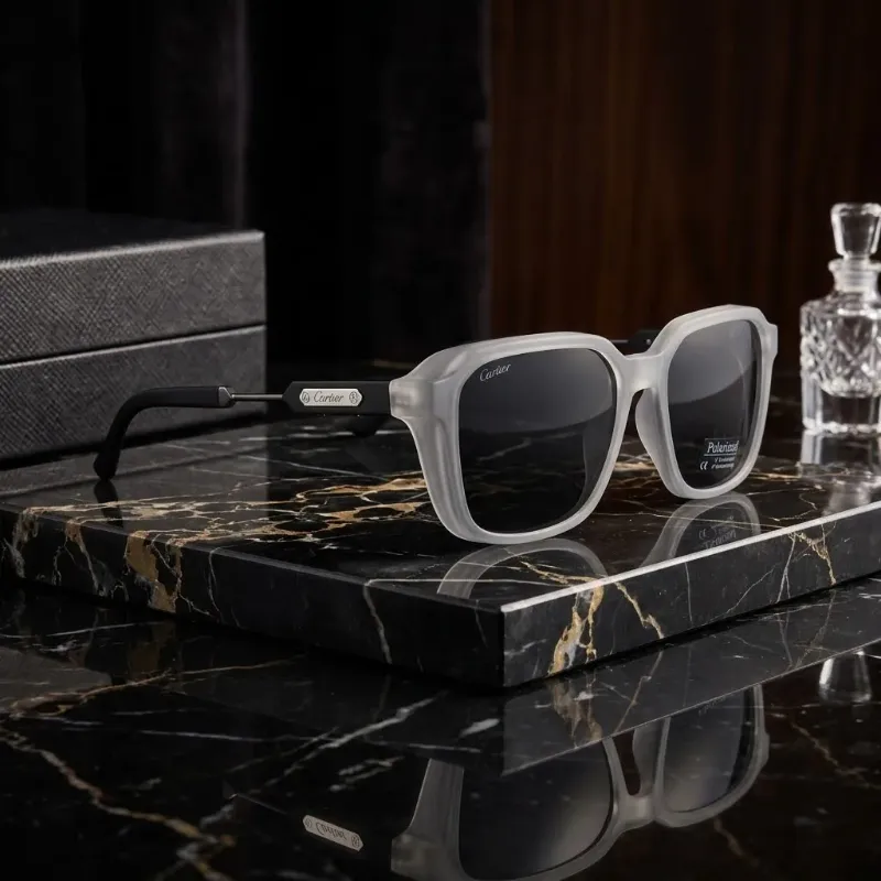 Cartier Signature Polarized Sunglasses (Grey & Brown)