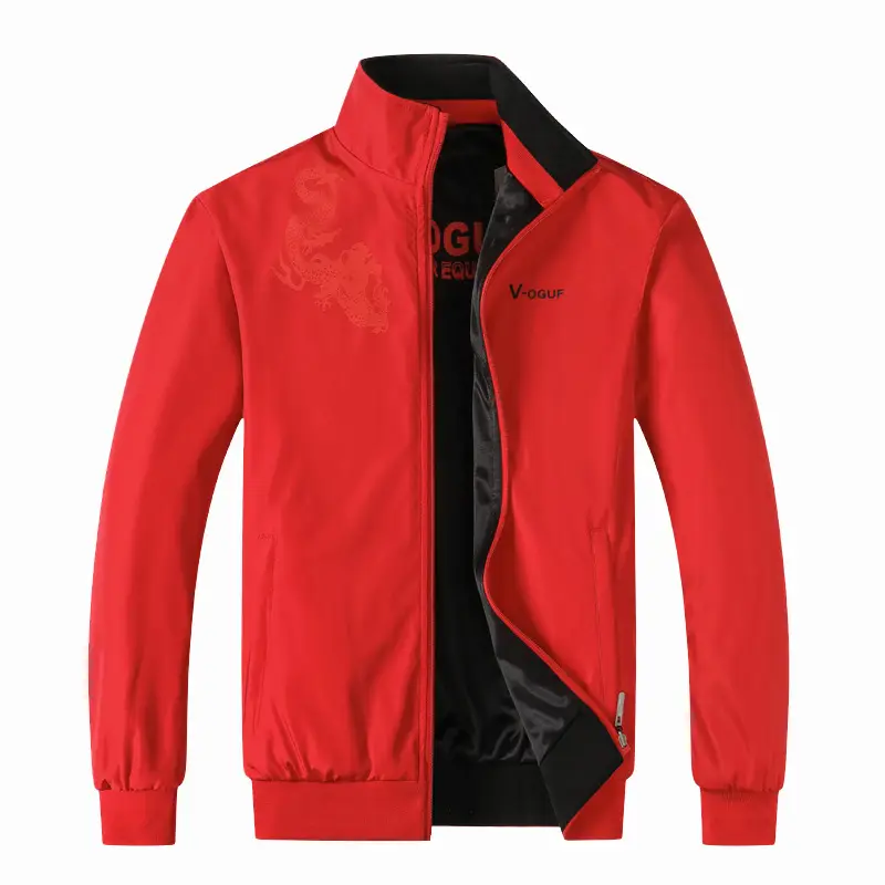 Men Black Collar Jacket Spring Autumn Casual Double Sided