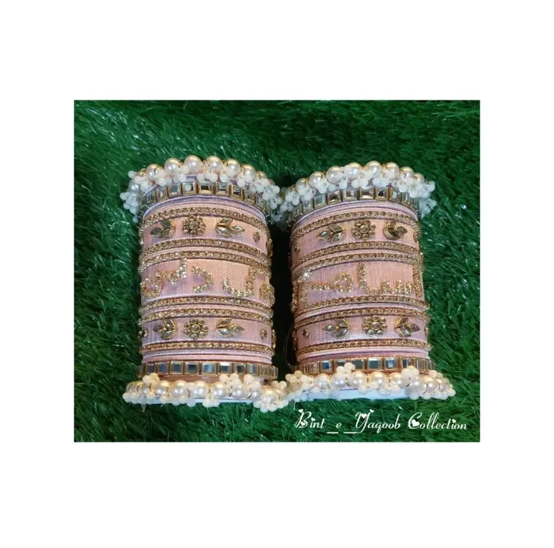 Custom Name Bangles premium Baby Pink Handmade Silk Thread